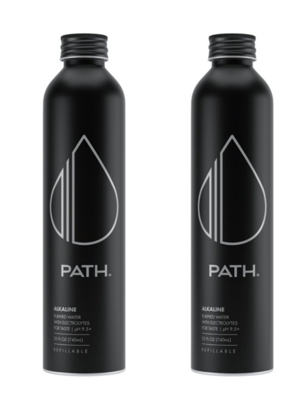 Two💧PATH💧 Empty Refillable Water Bottles, 25 fl oz, 740 mL